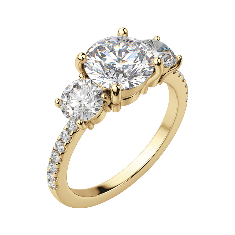Three stone engagement ring setting with an accented band