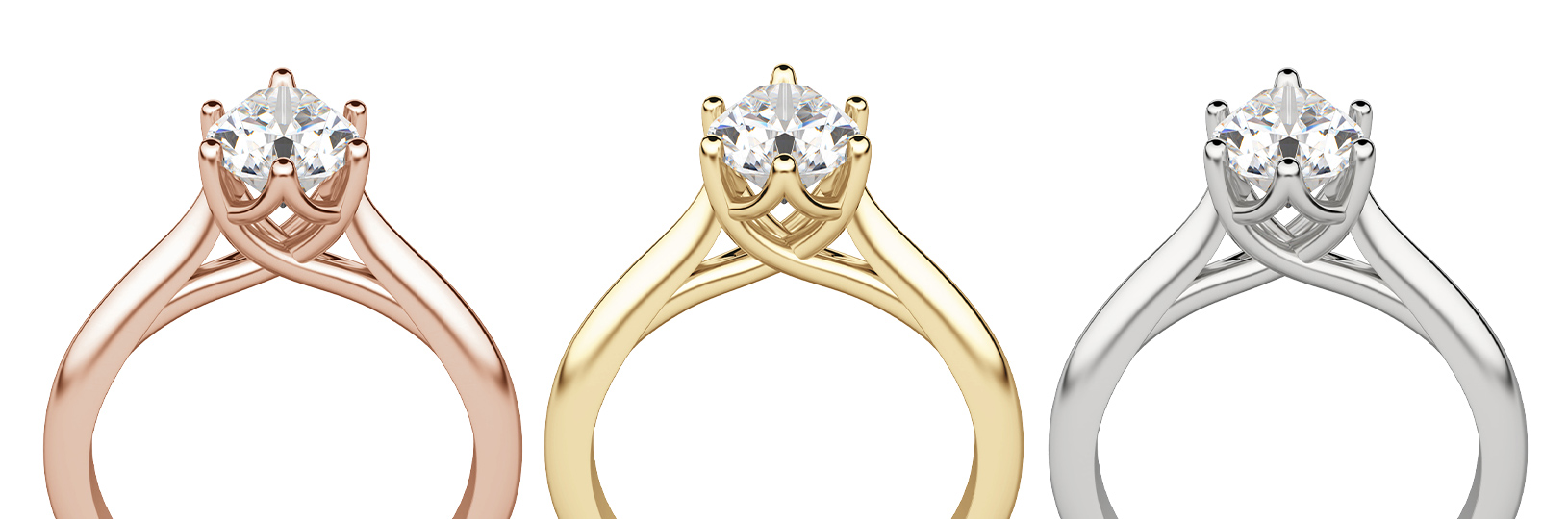 Rose gold, yellow gold and white gold all make for beautiful rings
