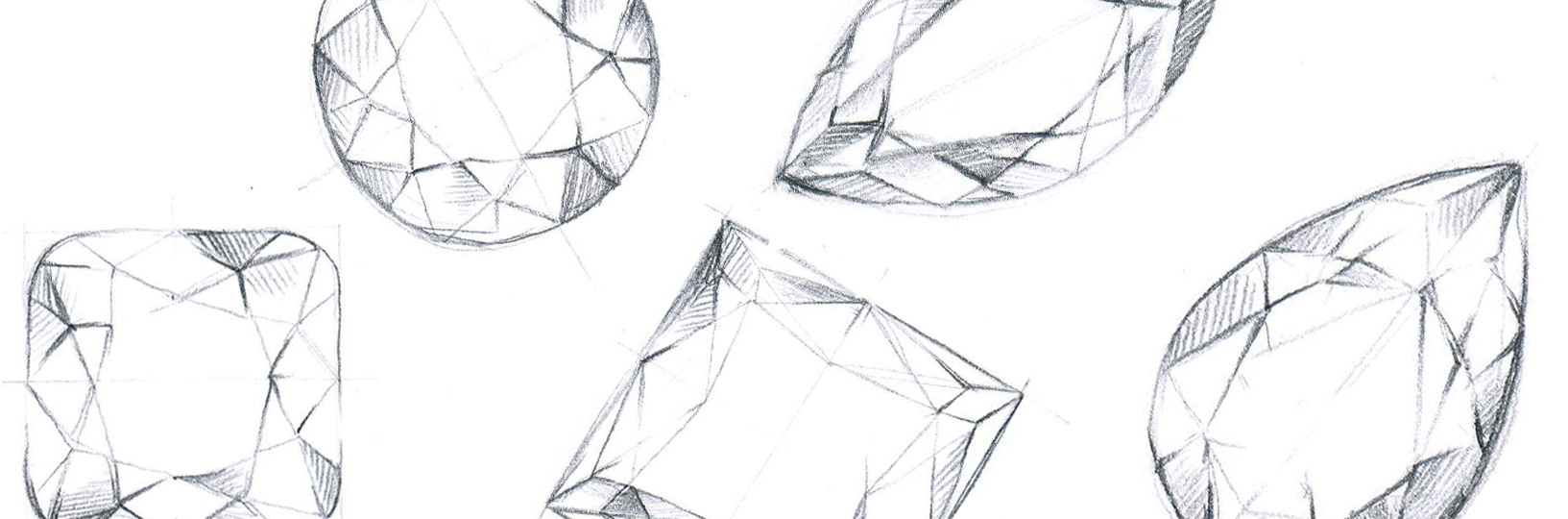 A sketch of different diamond shapes