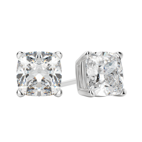 14K White Gold Diamond Stud Earrings, Cushion Diamond Earring, Cushion Halo  Genuine Diamond Studs 1.74 Carats Diamond Earrings - Etsy