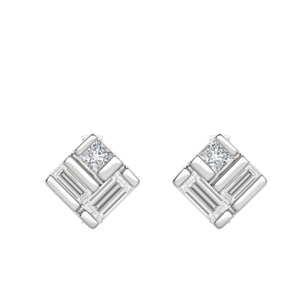 Silver Geometric Stud Earrings