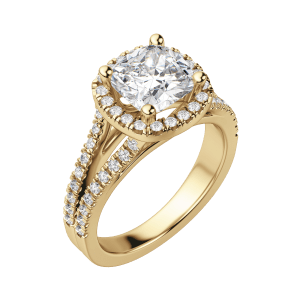 Vara Cushion Cut Engagement Ring, Default, 18K Yellow Gold