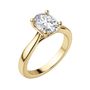 Harp Oval Cut Engagement Ring, Default, 18K Yellow Gold