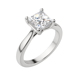 Harp Princess Cut Engagement Ring, Default, 18K White Gold, Platinum