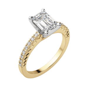 Fate Emerald Cut Engagement Ring, Default, 18K Yellow Gold