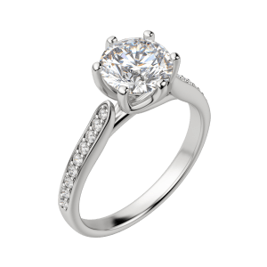 Edit Accented Round Cut Engagement Ring, Default, 18K White Gold, Platinum,