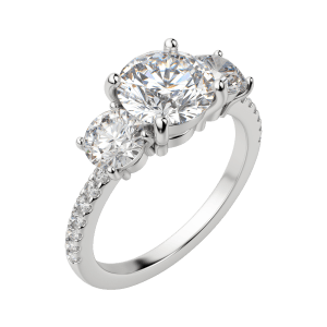 Alas Round Cut Engagement Ring, Default, Platinum, 18K White Gold, 