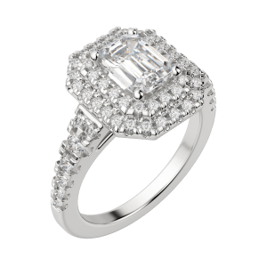 Glow Emerald Cut Engagement Ring, Default, Platinum, 18K White Gold, 