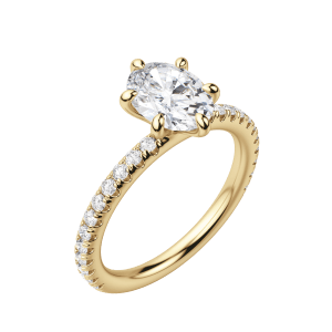 Lyre Accented Oval Cut Engagement Ring, Default, 18K Yellow Gold
