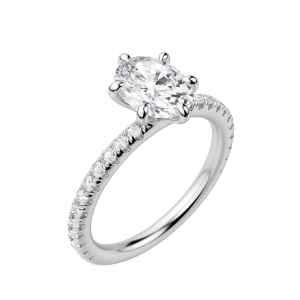 Lyre Accented Oval Cut Engagement Ring, Default, 18K White Gold, Platinum