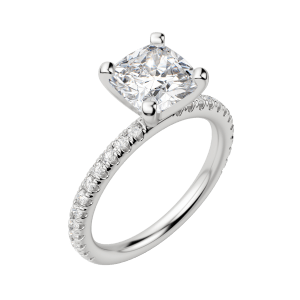 Holm Accented Cushion Cut Engagement Ring, Default, 18K White Gold, Platinum,\r

