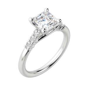 Soma Asscher Cut Engagement Ring, Default, Platinum, 18K White Gold
