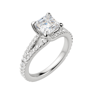 Raia Asscher Cut Engagement Ring, Default, 18K White Gold, Platinum,\r
