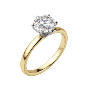Bare 6-Prong Round Cut Engagement Ring, Default, 18K Yellow Gold