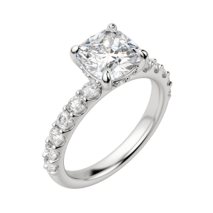 Holm Bold Cushion Cut Engagement Ring, Default, 18K White Gold, Platinum