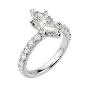 Holm Bold Marquise Cut Engagement Ring, Default, 18K White Gold, Platinum,\r
