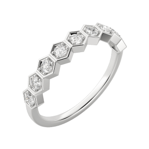 Hexagon Wedding Band, Default, 14K White Gold