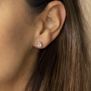 Oval Cut 4-Prong Studs, Tension Back (3/4 tcw), Lab Grown Diamonds, Hover, 14K White Gold, 14K Yellow Gold, 14K Rose Gold, 