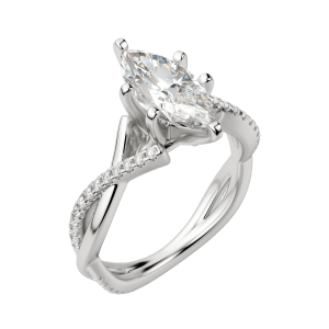 Chic Accented Marquise Cut Engagement Ring, Default, 18K White Gold, Platinum,