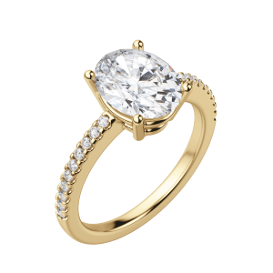 Eave Accented Oval Cut Engagement Ring, Default, 18K Yellow Gold