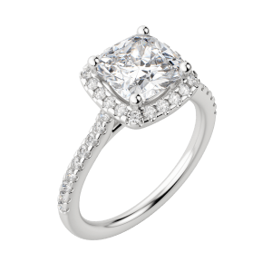 Helm Cushion Cut Engagement Ring, Default, 18K White Gold, Platinum, 