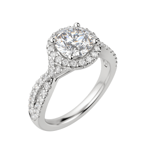 Lush Round Cut Engagement Ring, Default, 18K White Gold, Platinum,\r
