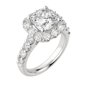 Vail Bold Cushion Cut Engagement Ring, Default, 18K White Gold, Platinum