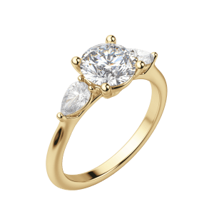 Lily Classic Round Cut Engagement Ring, Default, 18K Yellow Gold