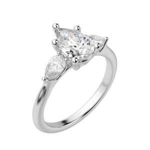 Lily Classic Pear Cut Engagement Ring, Default, Platinum, 18K White Gold, 