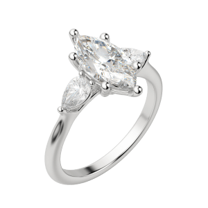 Lily Classic Marquise Cut Engagement Ring, Default, Platinum, 18K White Gold, 