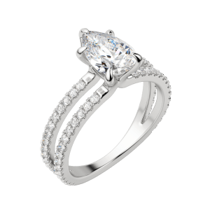 Duet Accented Pear Cut Engagement Ring, Default, 18K White Gold, Platinum, 