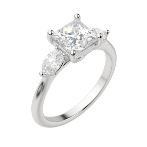Rhea Classic Princess Cut Engagement Ring, Default, 18K White Gold, Platinum, 