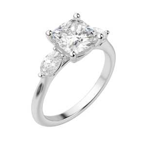 Rhea Classic Cushion Cut Engagement Ring, Default, 18K White Gold, Platinum, 