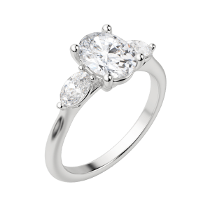 Rhea Classic Oval Cut Engagement Ring, Default, 18K White Gold, Platinum, 
