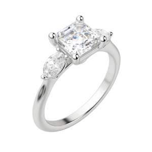 Rhea Classic Asscher Cut Engagement Ring, Default, 18K White Gold, Platinum, 
