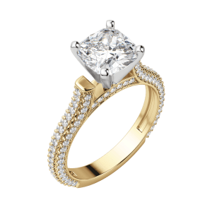 Vita Cushion Cut Engagement Ring, Default, 18K Yellow Gold