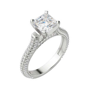 Vita Asscher Cut Engagement Ring, Default, 18K White Gold, Platinum,