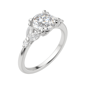 Sera Round Cut Engagement Ring, Default, 18K White Gold, Platinum, 
