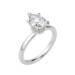 Amla Classic Pear Cut Engagement Ring, Default, 18K White Gold, Platinum, 