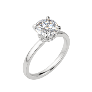 Amla Classic Round Cut Engagement Ring, Default, 18K White Gold, Platinum, 