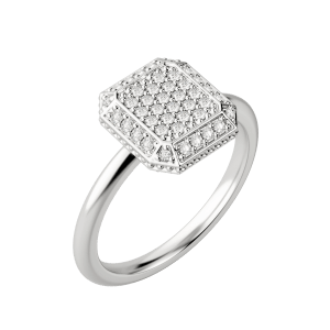 Asscher Pavé Ring, Default, 14K White Gold,