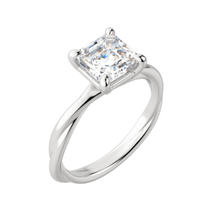 Ayla Asscher Cut Engagement Ring, Default, 18K White Gold, Platinum, 
