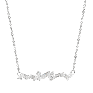 Cluster Bar Necklace, Default, 14K White Gold, 