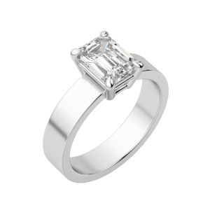 Eave Bold Emerald Cut Engagement Ring, Default, 18K White Gold, Platinum, 