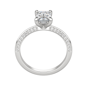 Evia Emerald Cut Engagement Ring, Hover, 18K White Gold, Platinum, 