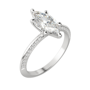 Evia Marquise Cut Engagement Ring, Default, 18K White Gold, Platinum, 