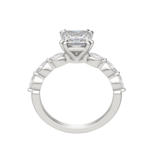 Frey Asscher Cut Engagement Ring, 18k White Gold, Hover, Platinum, 
