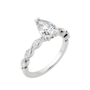 Frey Pear Cut Engagement Ring, Default, 18K White Gold, Platinum, 