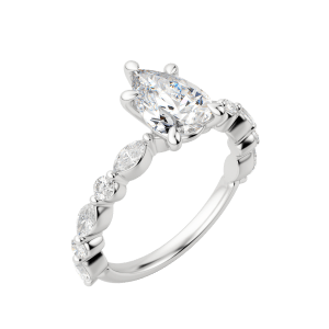 Gaia Pear Cut Engagement Ring, Default, 18K White Gold, Platinum, 
