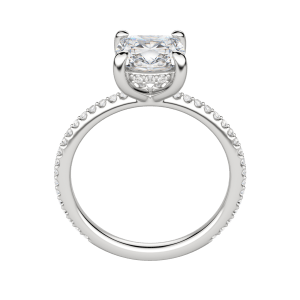 Hera Accented Cushion Cut Engagement Ring, Hover, 18K White Gold, Platinum, 